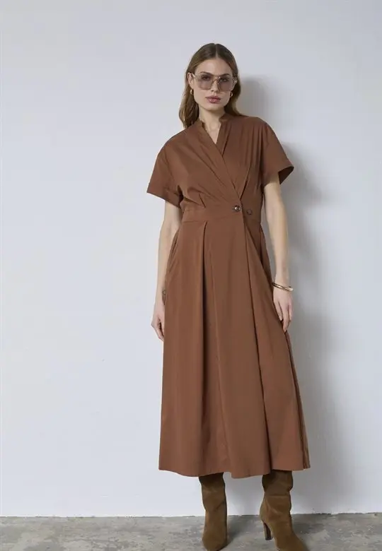 Co Couture Co' Couture - Elara Wrap SS Dress - Suntan