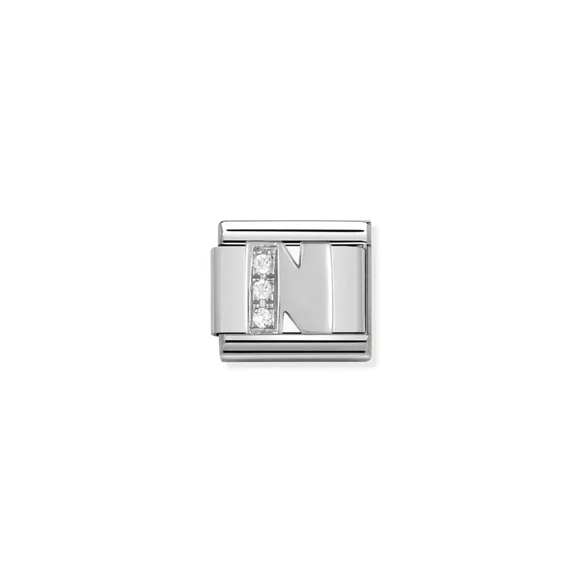 Nomination Letter N Cubic Zirconia Silver