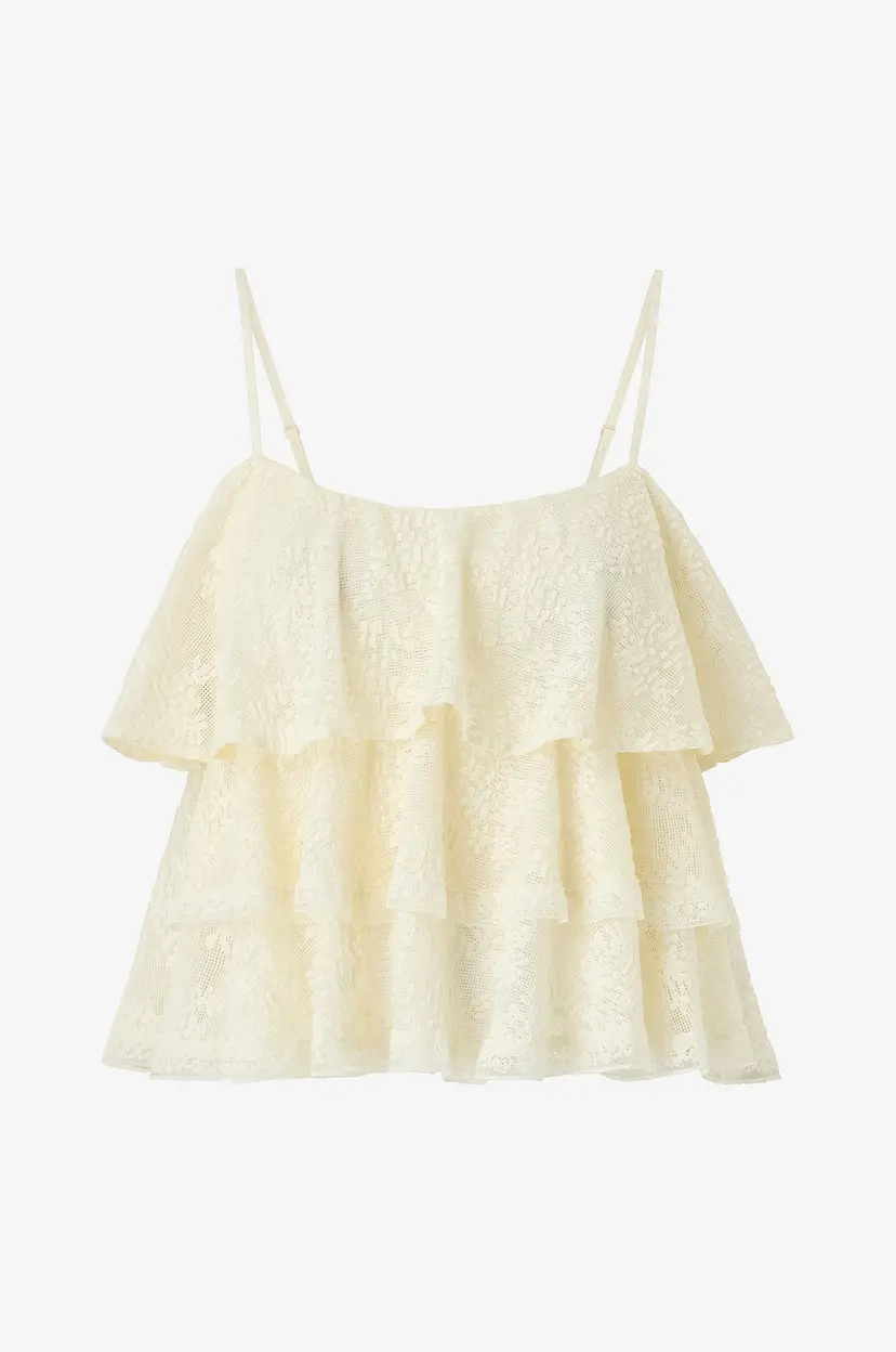 Gina Tricot Topp Lace Frill Singlet - Beige