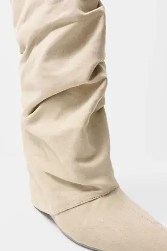 Nelly Nelly - Beige - Folded Shaft Boot