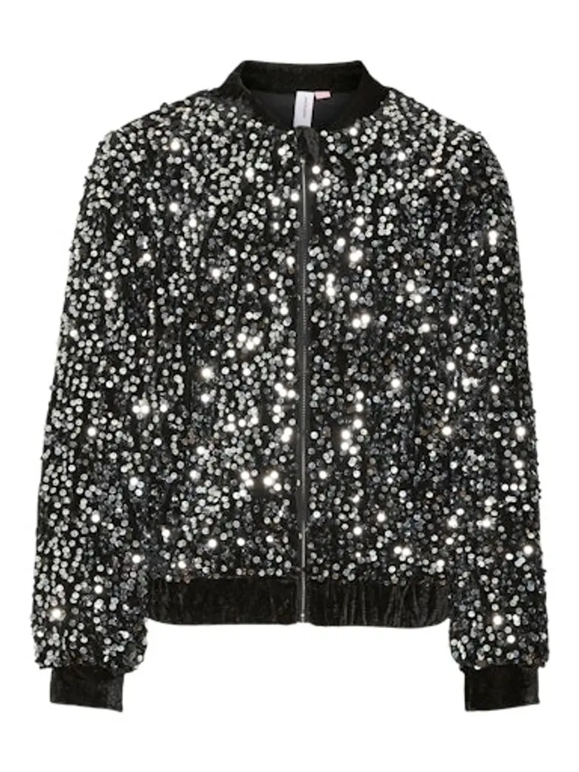 Vero Moda Girl Vero Moda Girl Bella Sequin Bomber Jrs Girl Black Silver Sequins (152 / 12 år)