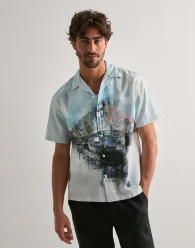 Selected Men Selected Men Slhrlxcarl Aop Ss Shirt Mønstrete skjorter Multi/Mønstrete