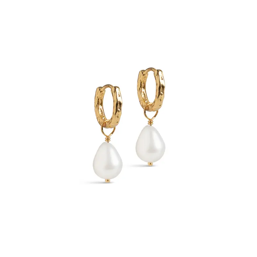 Enamel Enamel - Significant Pearl Hoops i forgyldt - E324GM-Pearl