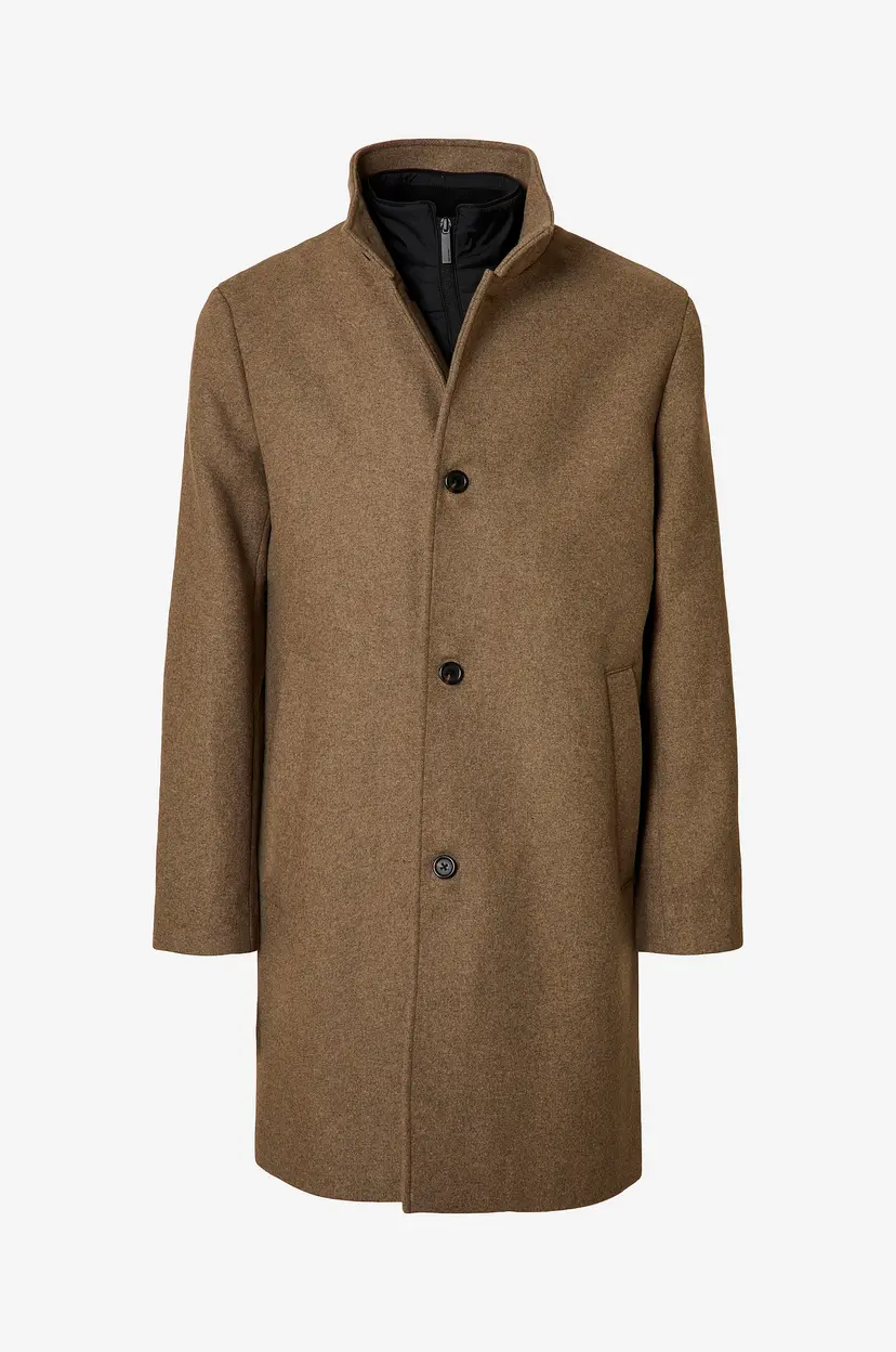 Selected Men Frakk slhRainar Wool Blend - Grå