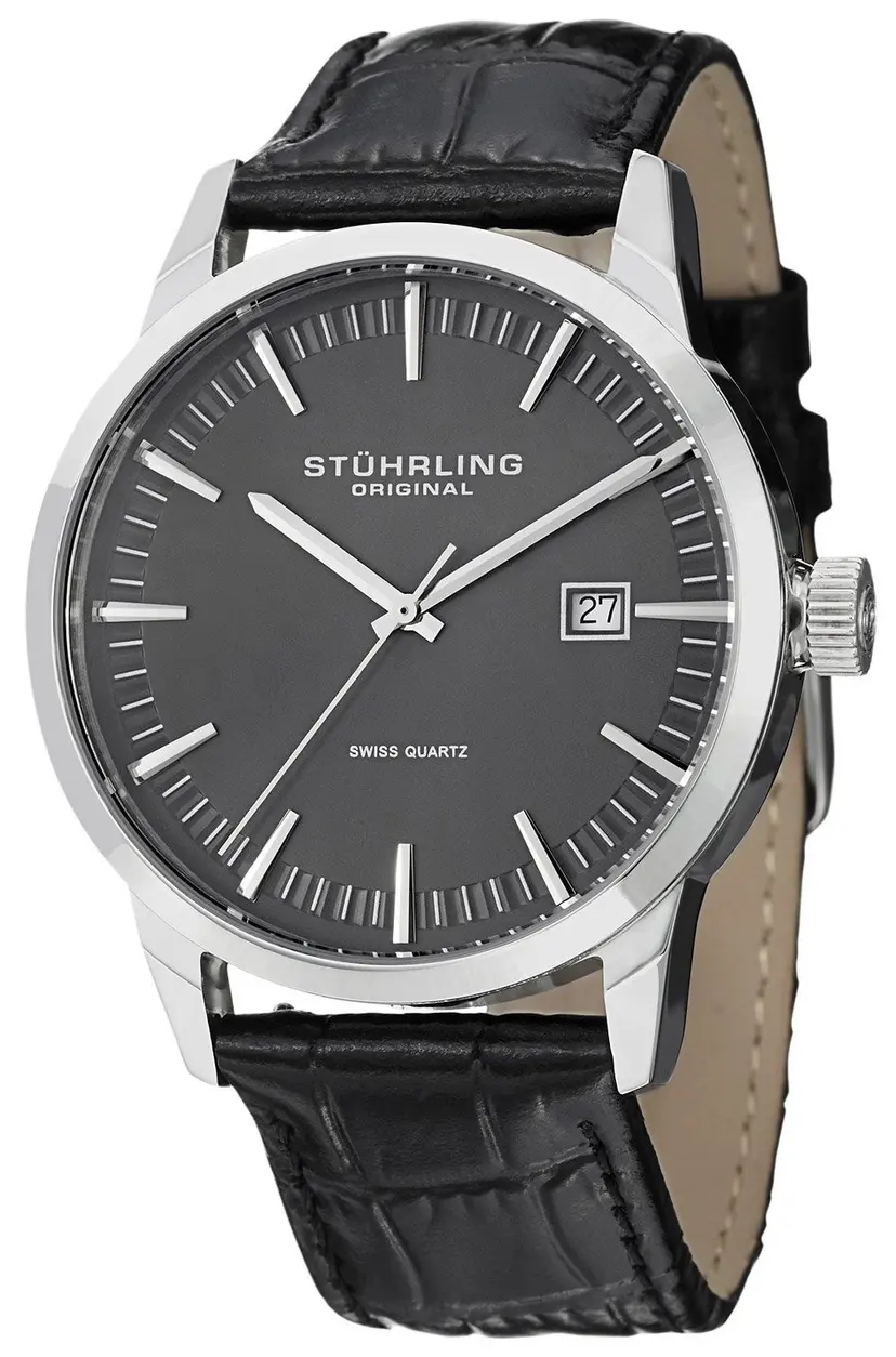 Stührling Original Stührling Original Herreklokke 555A.02 Grå/Lær Ø42 mm