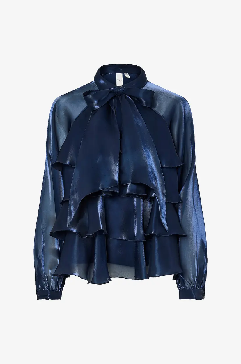 Y.A.S Bluse yasEloise LS Shiny Top - Blå