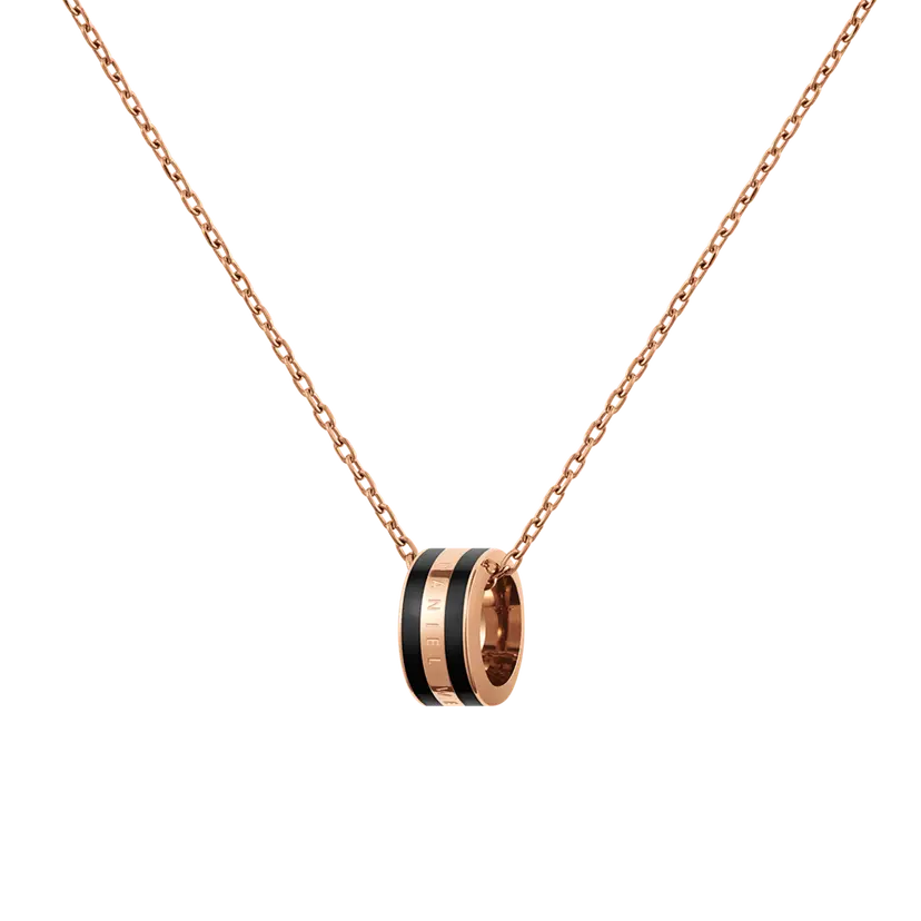 Daniel Wellington Rose Gold Necklace Emalie Black | DW