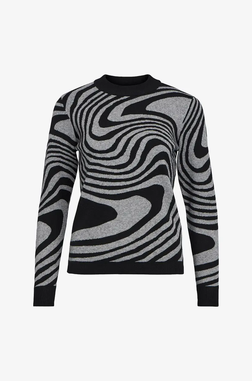 Object Collectors Item Genser objRay L/S Knit Pullover Aop - Svart
