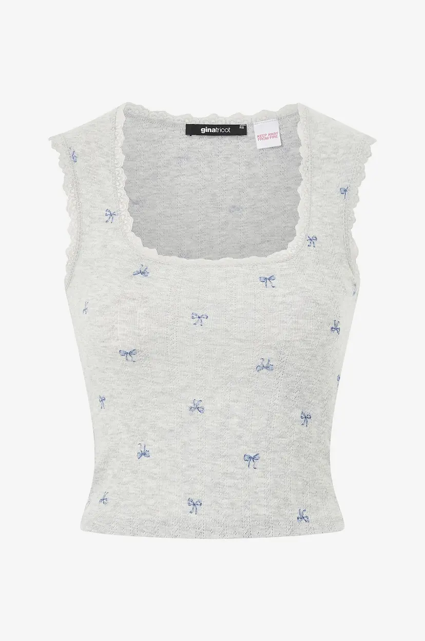Gina Tricot Topp Homewear Pointelle Top - Grå