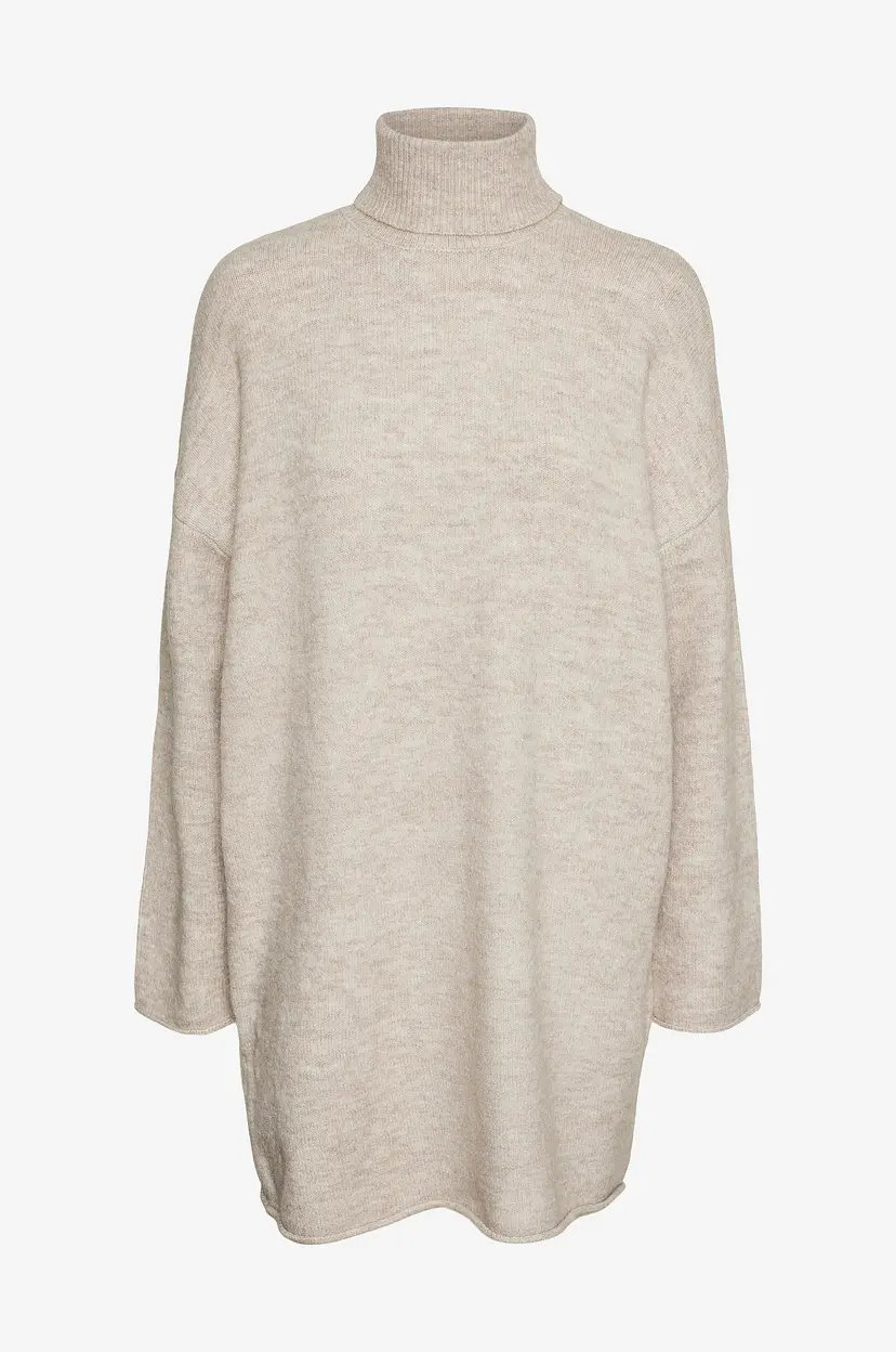 Vero Moda Genser vmGemma LS Roll Neck Knit Dress - Beige