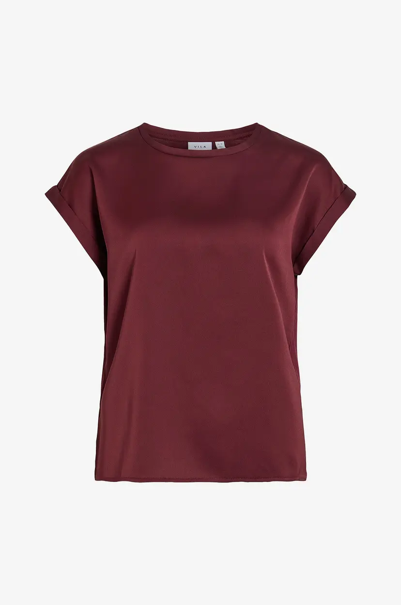 Vila Topp viEllette S/s Satin - Rød