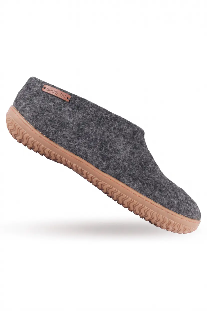 SHUS Uldhjemmesko (100% ren uld) - Model Koks m/Gummisål - 36