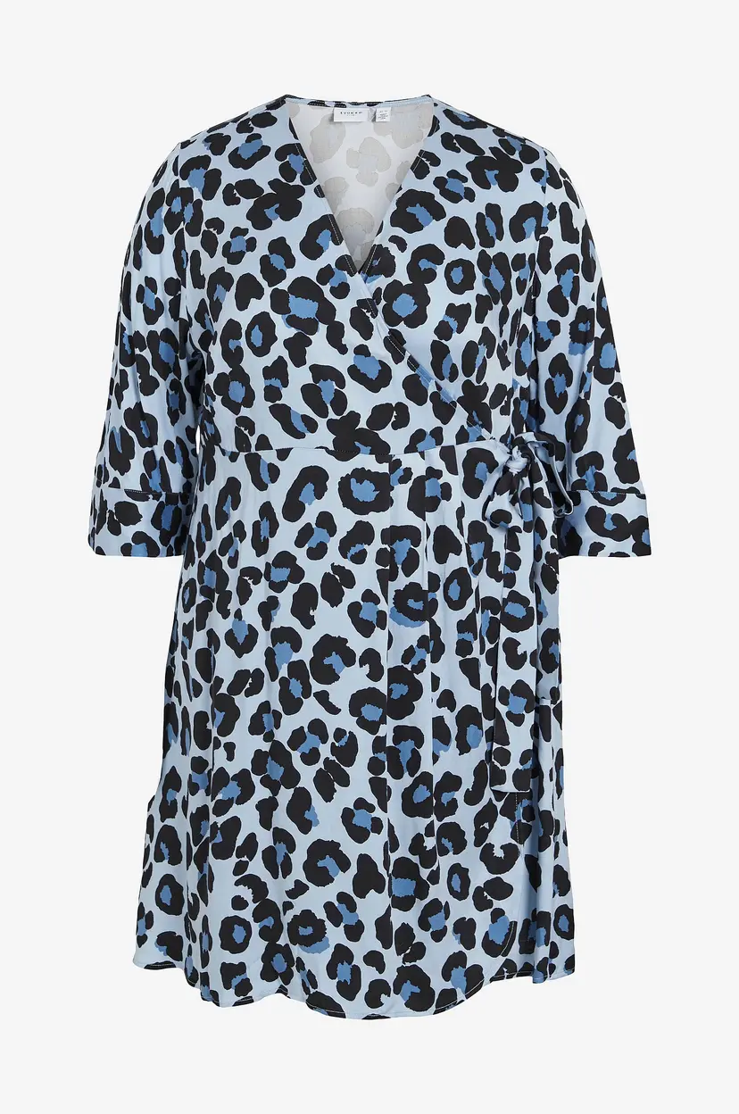 Evoked Vila Omslagskjole viCorba Leo 3/4 Wrap Short Dress Curve - Blå