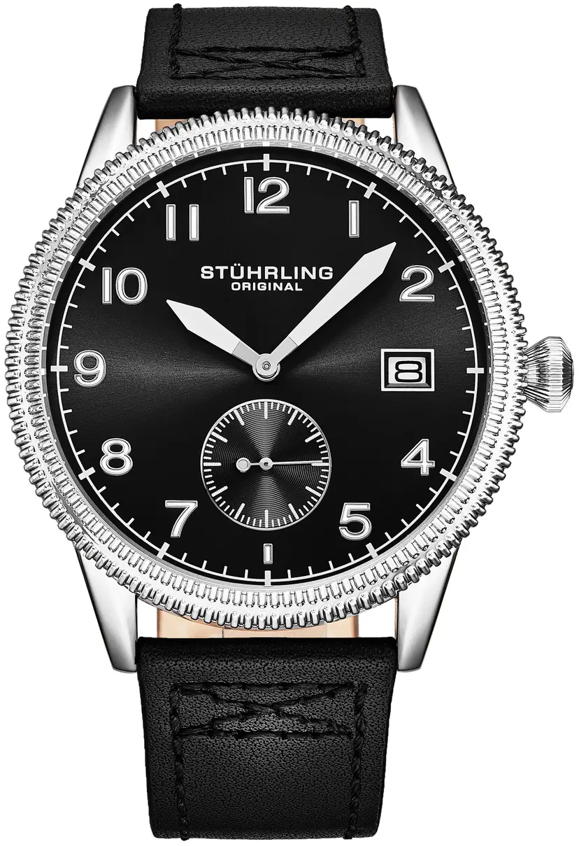 Stührling Original Stührling Original Herreklokke 4011.2 Aviator Sort/Lær Ø44 mm