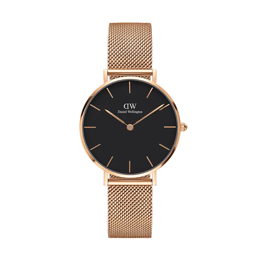 Daniel Wellington Rose Gold 28mm Mic Watch Petite Melrose Black | DW