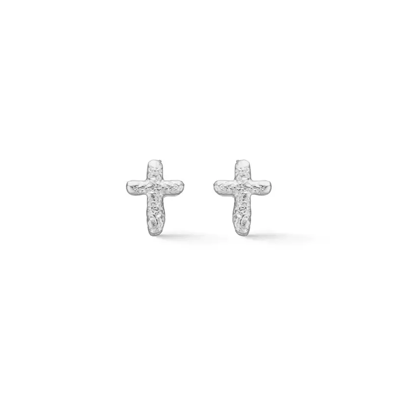 Studio Z Studio Z - Faithful Cross sølv ørestik med mat overflade - 7110358