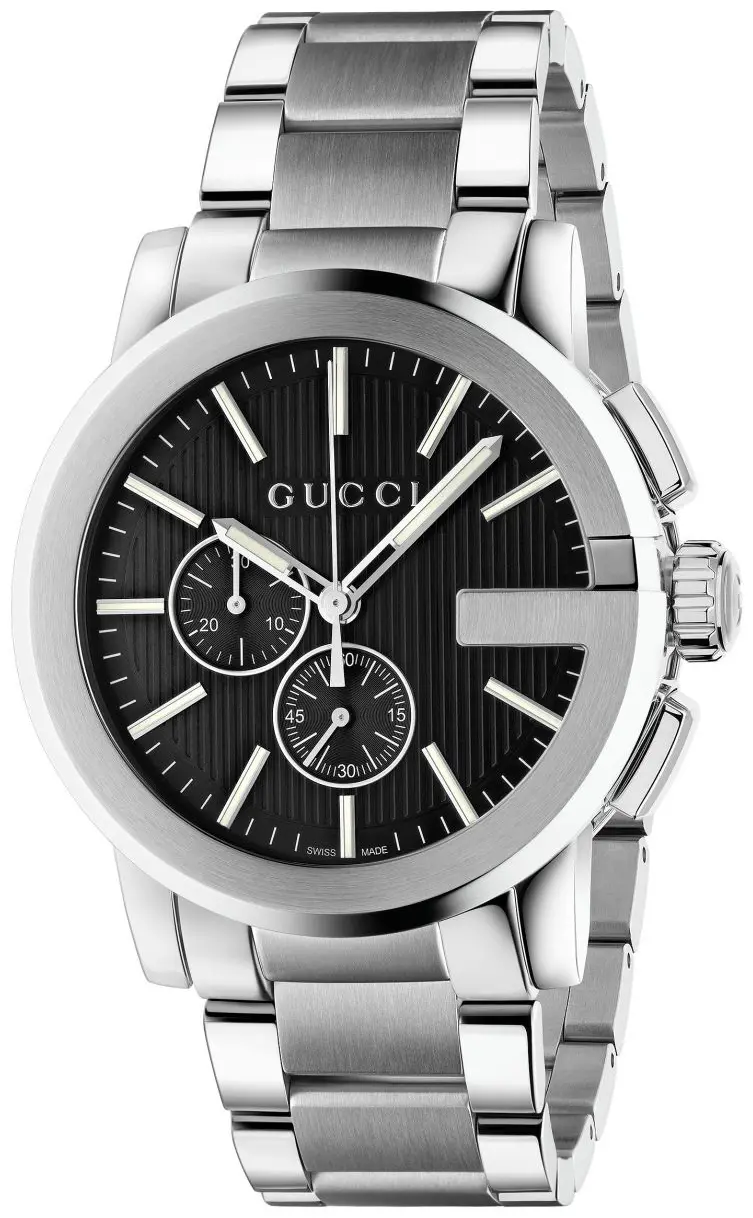 Gucci Gucci Herreklokke YA101204 G Chrono Sort/Stål Ø44 mm