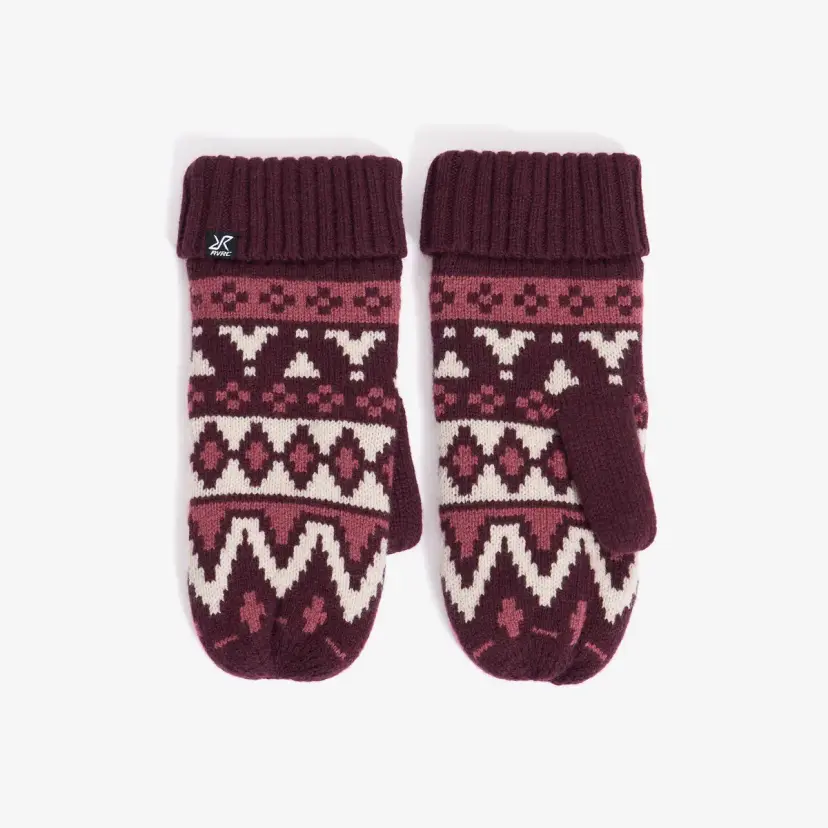 RevolutionRace Jacquard Wool Mittens Unisex Winetasting/Oatmeal