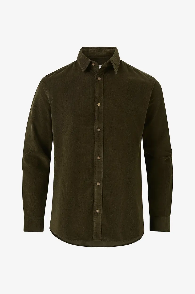 Selected Men Manchester-skjorte slhRegowen-Cord Shirt LS Noos - Grønn