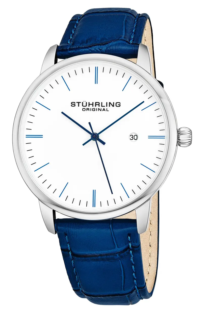 Stührling Original Stührling Original Herreklokke 3997.3 Blå/Lær Ø38 mm