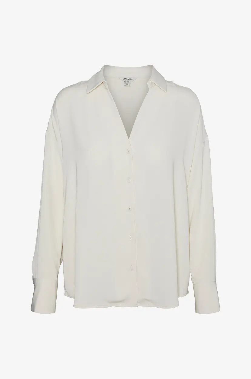 Vero Moda Skjorte vmGiselle LS V-neck Shirt - Beige