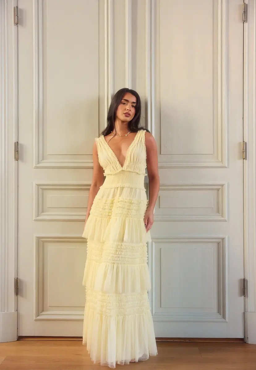 Bubbleroom Occasion Frill Dotted Tulle Gown