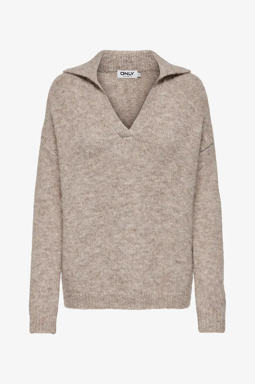 ONLY Genser onlMaggie Life LS Split Neck CC Knt - Brun