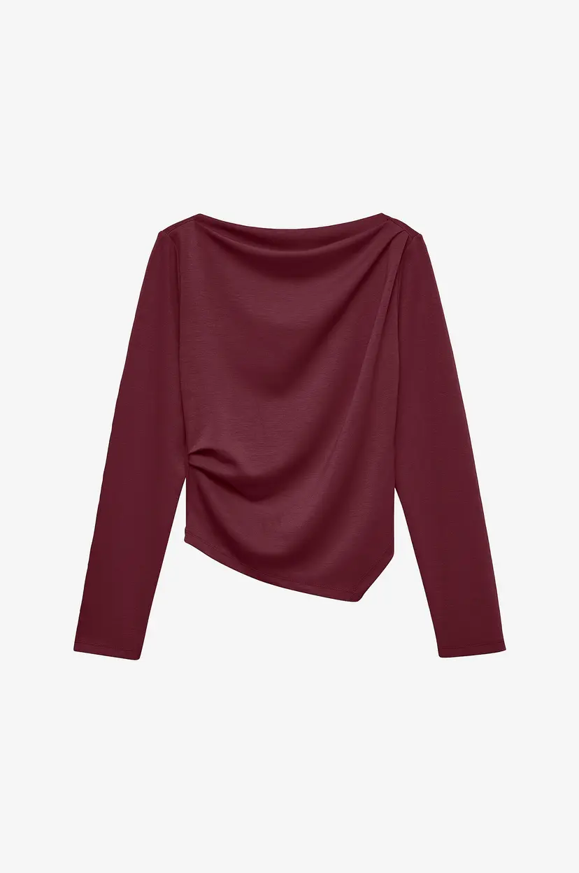 Vero Moda Topp vmMille LS Boatneck Short Top Jrs N - Rød