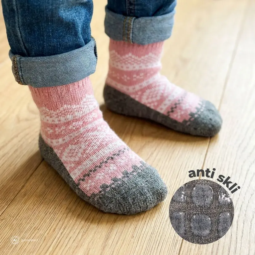 Marius Kids Marius Kids - Ullsokker Med Anti-Skli Lys Rosa