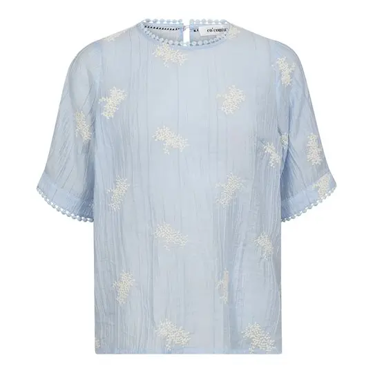Co Couture Co' Couture - Amelia Emb Blouse - Pale Blue