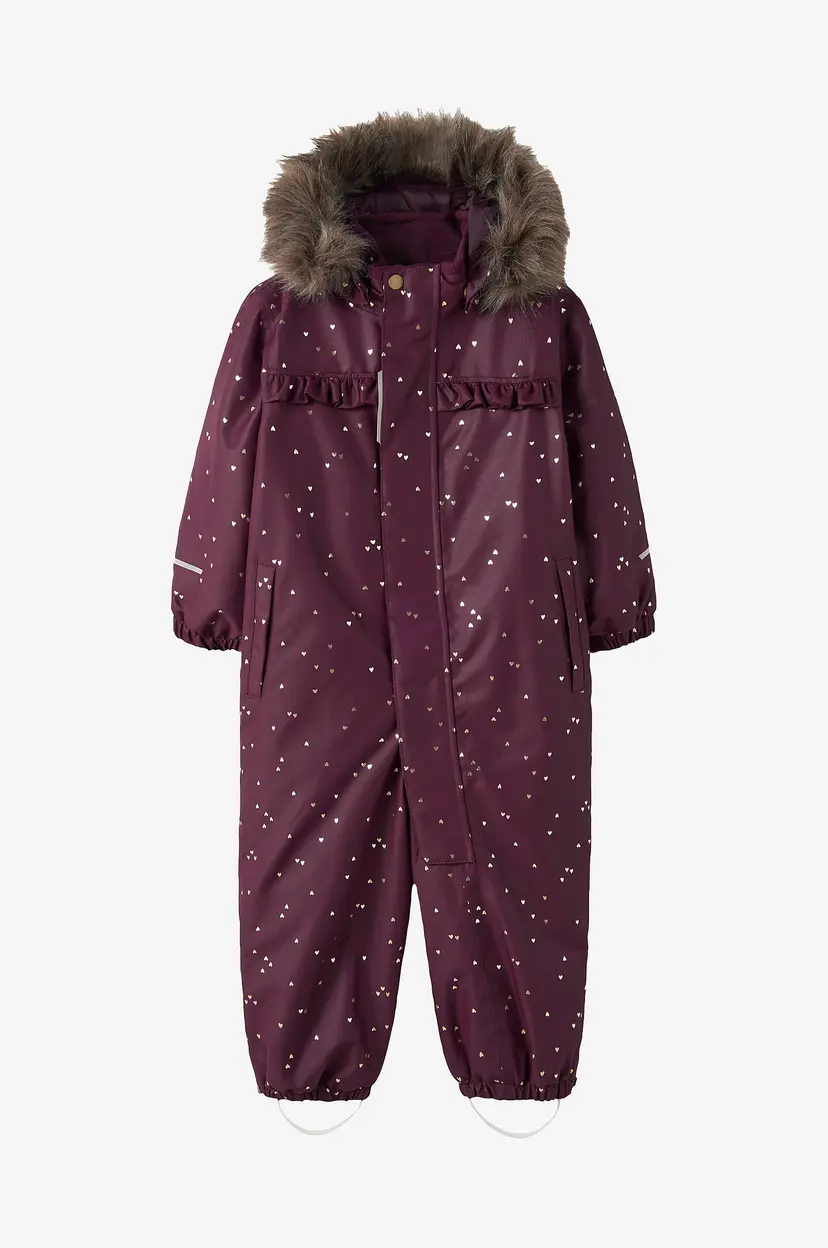 NAME IT Vinter-overall Nmfsnow10 Suit Frill Glitter FO - Rød