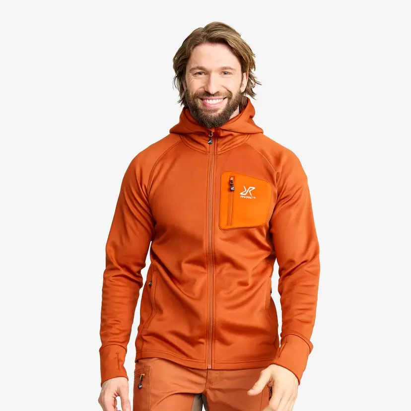 RevolutionRace Evolution Stretch Fleece Hoodie Herre Terracotta Brown