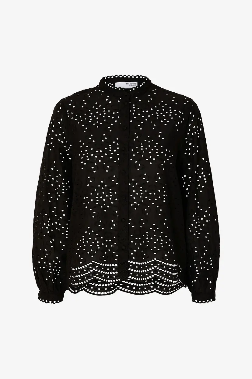 Selected Women Skjorte slfTatiana L/S Embr Shirt - Svart