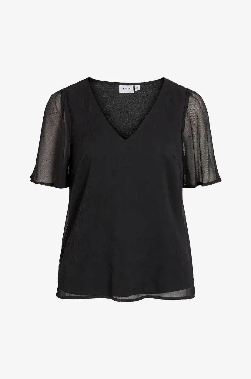 Vila Topp viFalia V-neck S/S Top - Svart