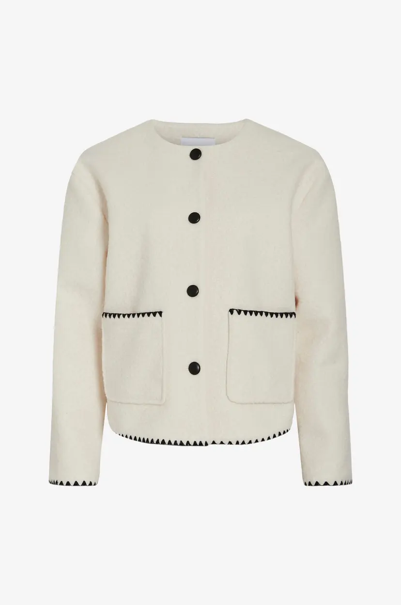 Vila Jakke viKaya L/S Short Teddy Jacket - Beige