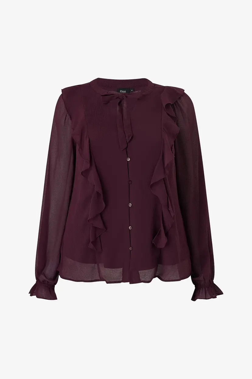 Zizzi Bluse Mimmi, L/S, Blouse - Rød