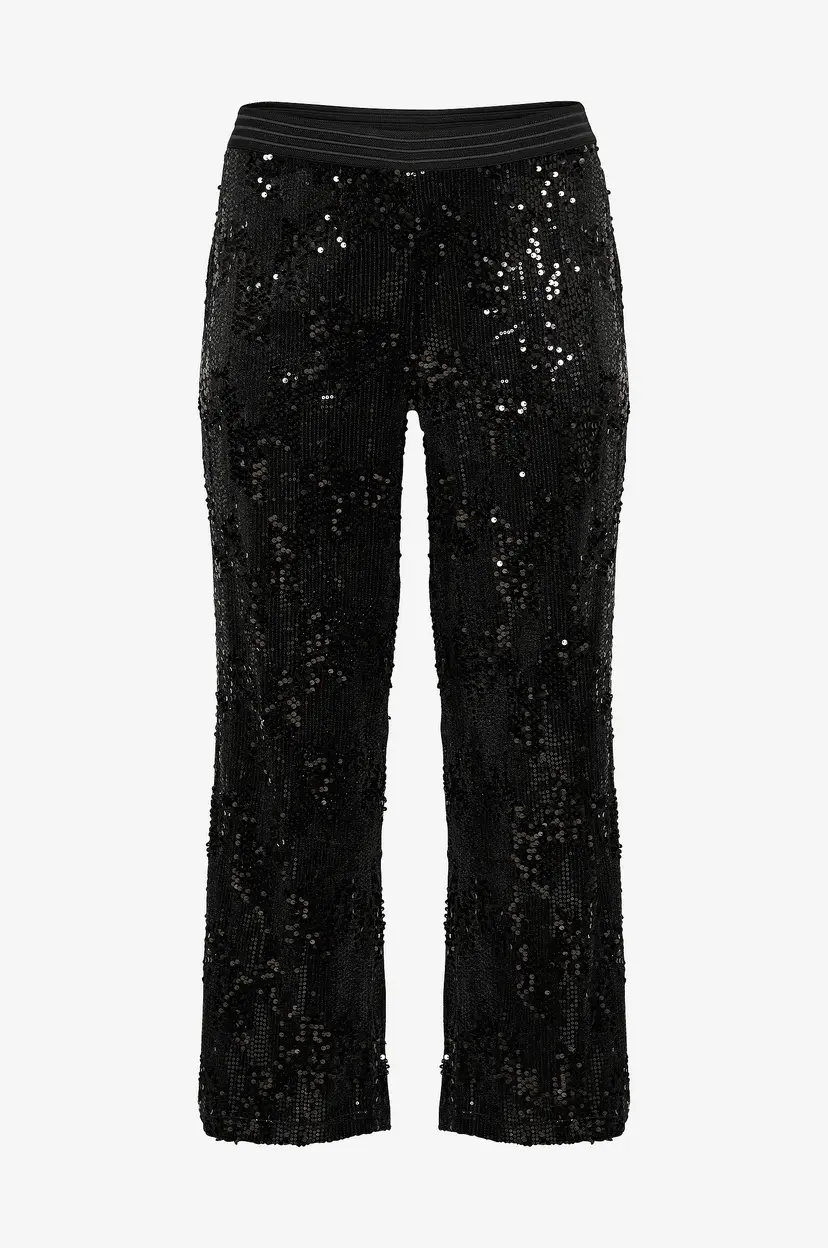 KAFFE Curve Paljettbukse kcNicoleen Sequin Pants - Svart