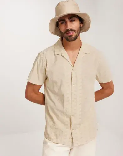 Jack & Jones Jack & Jones Jprbluedan Embroidery Shirt S/S Mønstrete skjorter Beige