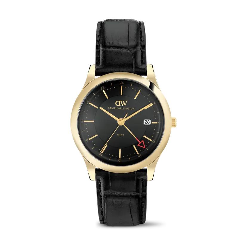 Daniel Wellington Gold 39mm Watch Pathfinder Gmt Black-croc Black | DW