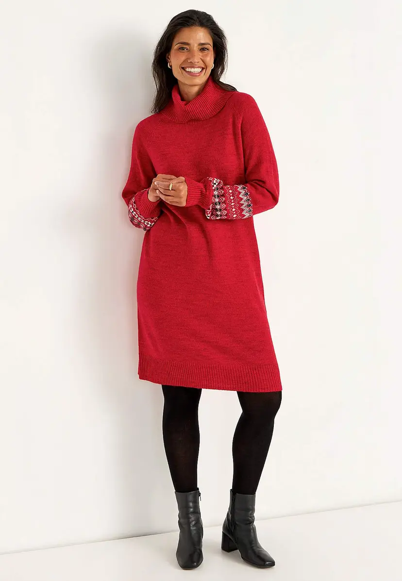 Cellbes of Sweden Strikket kjole med jacquard- mønstrede ermer
