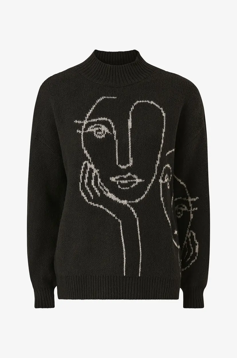 ONLY Genser onlViso LS Jaquard High Neck Knt - Svart