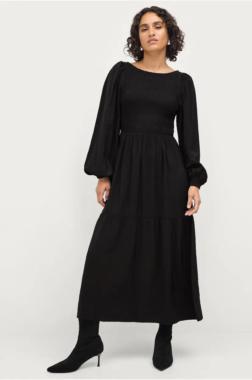 Ellos Collection Lang smock-kjole - Svart