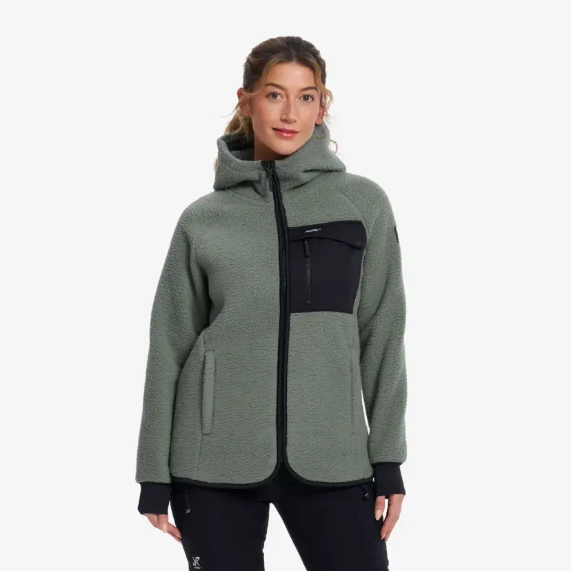 RevolutionRace Sherpa Hoodie Dame Balsam Green
