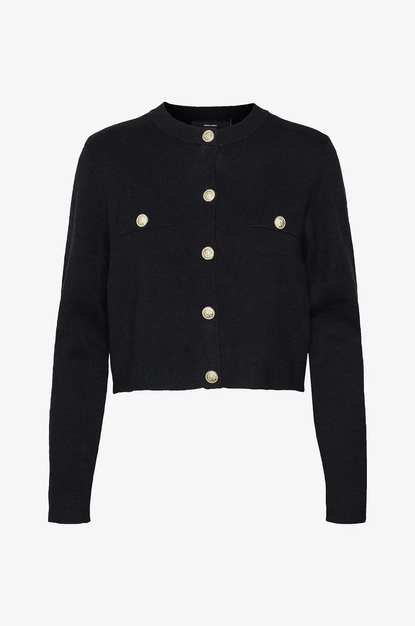 Vero Moda Kardigan vmSaba Short LS Gold Button - Svart