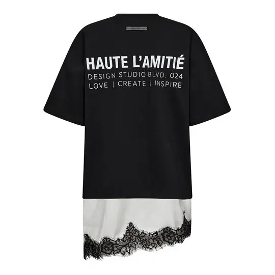 Haute L ' Amité Haute L' Amitié - Loose Mix Lingerie Tee - Black