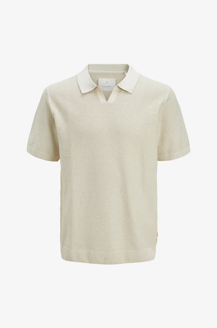 Jack & Jones Junior T-skjorte jprcCeaston Knit Split Neck SS Jnr - Hvit