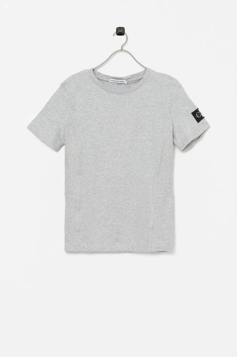 Calvin Klein T-skjorte Rib Blocking Badge Fitted Top - Grå