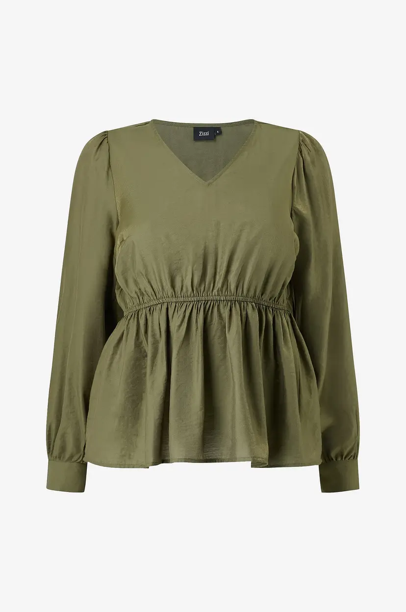 Zizzi Bluse Mdonna, L/S, Blouse - Grønn