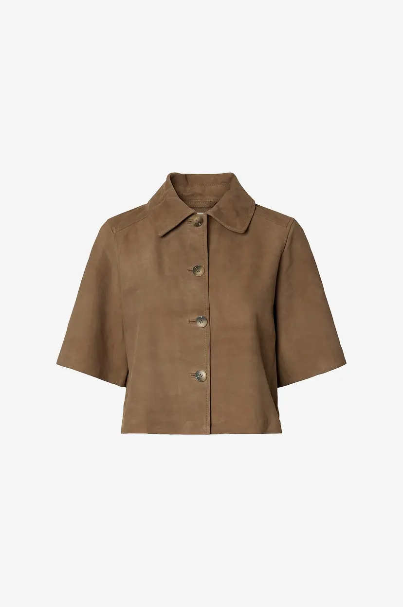 Selected Women Semsket skjorte slfSuri SS Suede - Natur