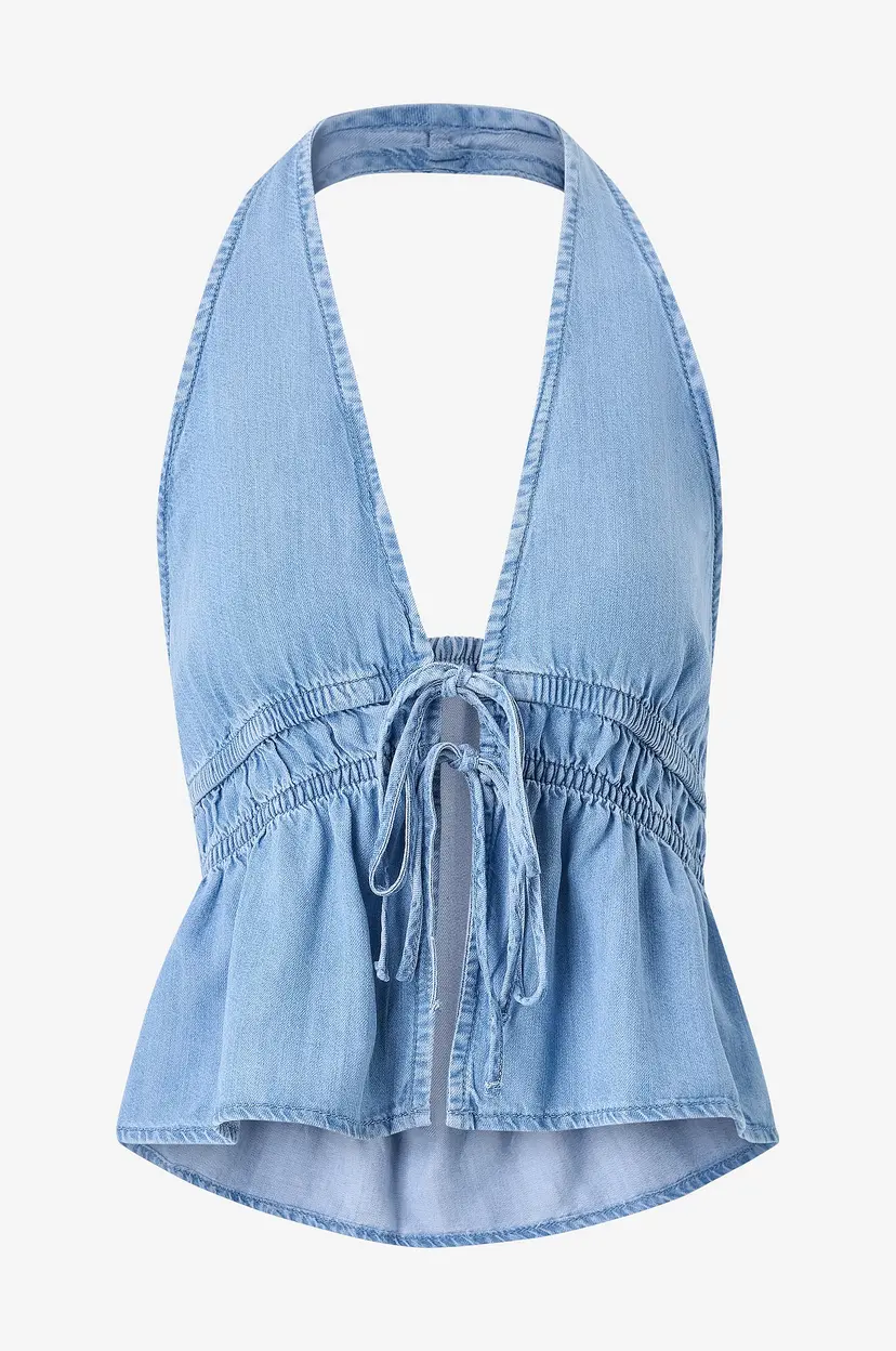 Mango Halternecktopp Eva - Blå